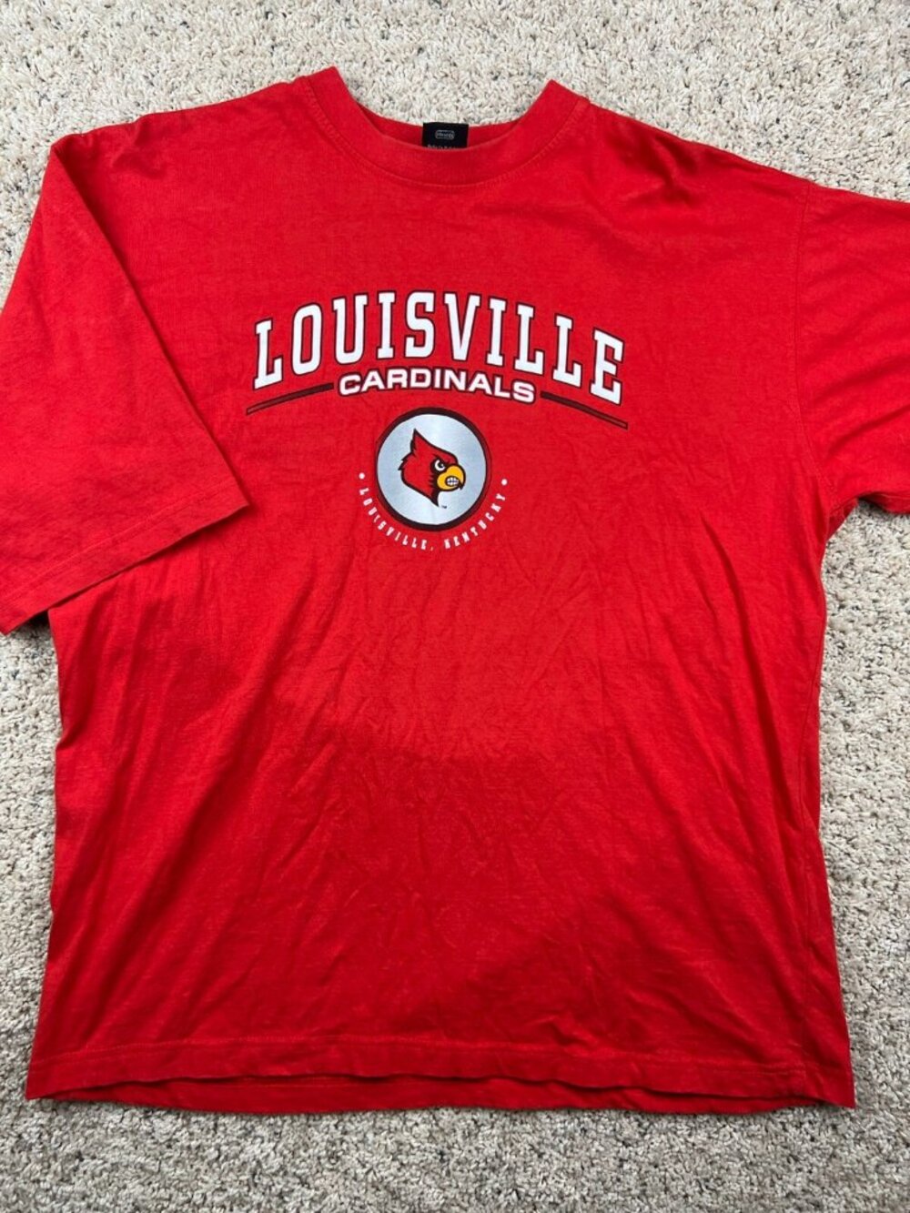 Starter Brand T Shirt UofL Louisville Cardinals Red Crew Neck T Shirt Basketball